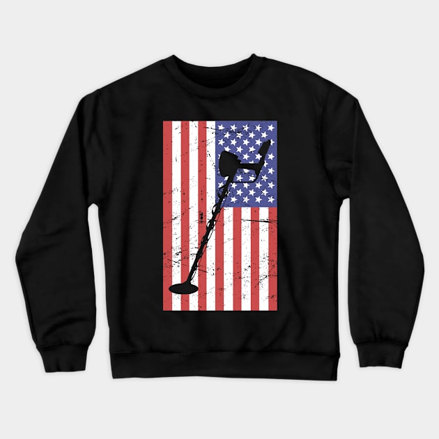 Metal Detector & United States Flag Crewneck Sweatshirt by MeatMan